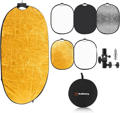 WELLMAKING 24'' x 36'' Photography Reflector 5-in-1 Collapsible Light Reflector by WELLMAKING