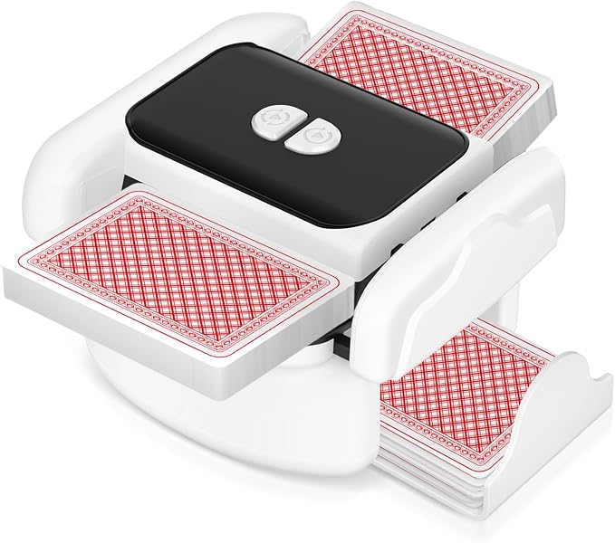Automatic Card Shuffler for 1-2 Decks, One-Click Shuffling and Manual Mode by Honlunu