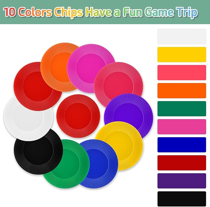 Coopay 1000 Pieces 10 Colors Plastic Poker Chips, 1 Inch Bingo Chips Bulk - Image 3