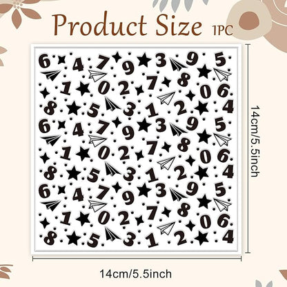 CHGCRAFT Numbers Pattern Polymer Clay Texture Sheet Stars and Paper Airplanes - Image 2