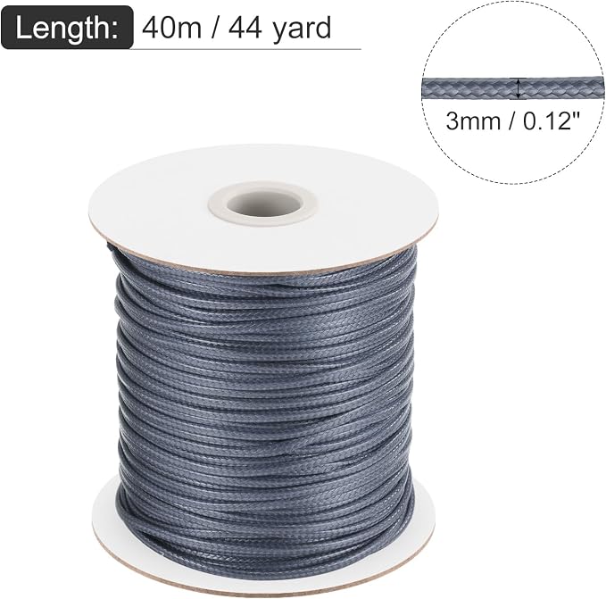 MECCANIXITY Waxed Cord 3mm Waxed Polyester Cord 44 Yard Wax String - Image 2