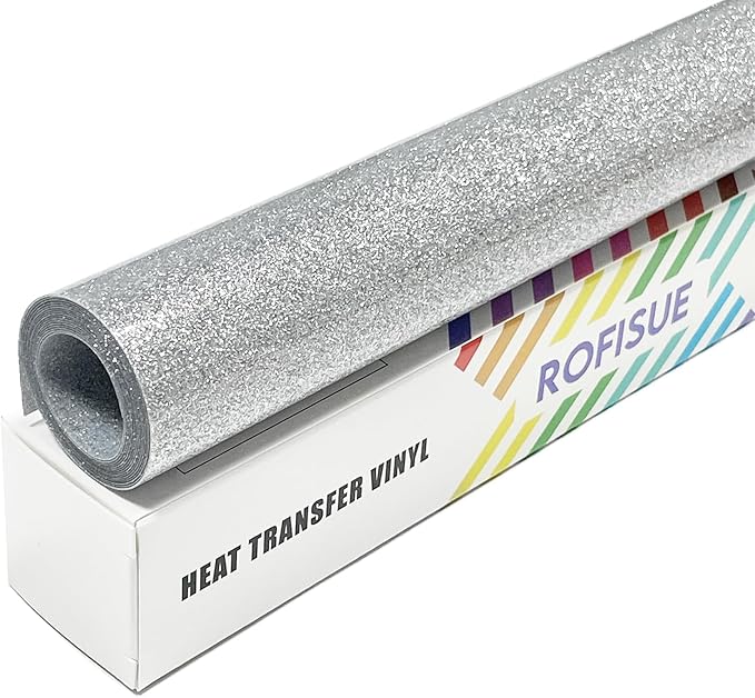 Silver Glitter Heat Transfer Vinyl 12Inch*6FT Glitter Iron on Vinyl by Unknown