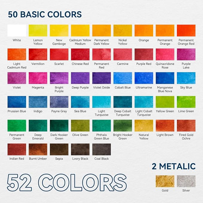 MeiLiang Watercolor Paint Set 52 Colors in Half Pans - Image 2
