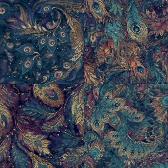 6x6 Inch Peacock Feather Themed Scrapbook Paper Pad – 24 Sheets, 12 Unique - Image 3