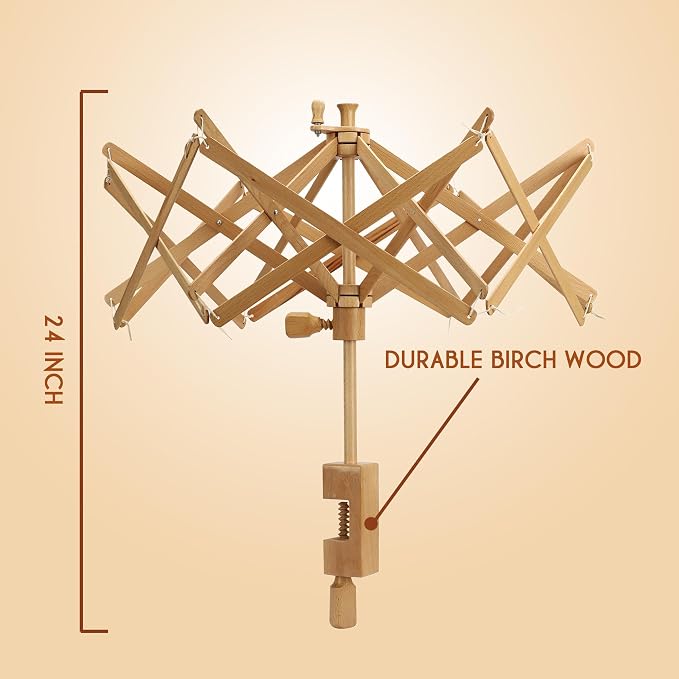 Brainmart Wooden Yarn Swift Umbrella Swift Yarn Winder Knitting Crocheting - Image 4