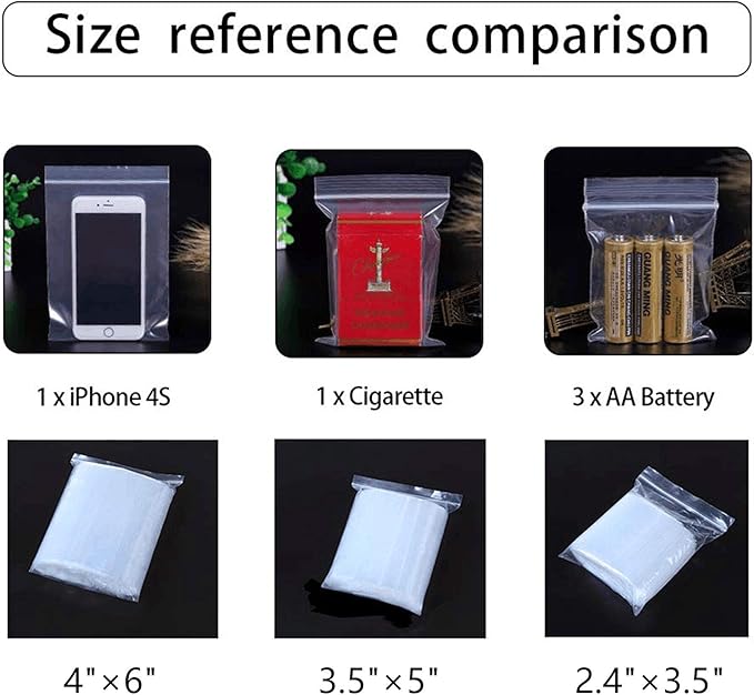 Small Plastic Bags for Jewelry 300pcs 3 Assorted Sizes Clear Zipper Baggies - Image 5