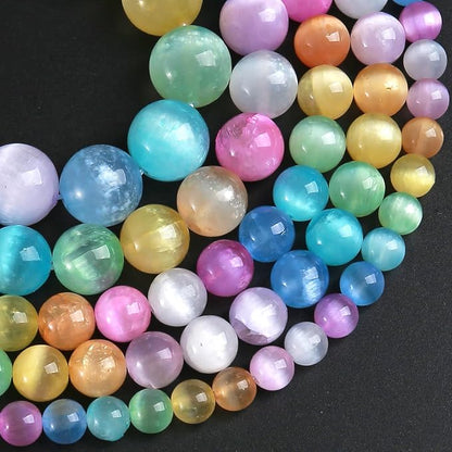 6MM 120pcs Mixed Color Selenite Gypsum Beads Natural Stone Round Loose Beads - Image 2