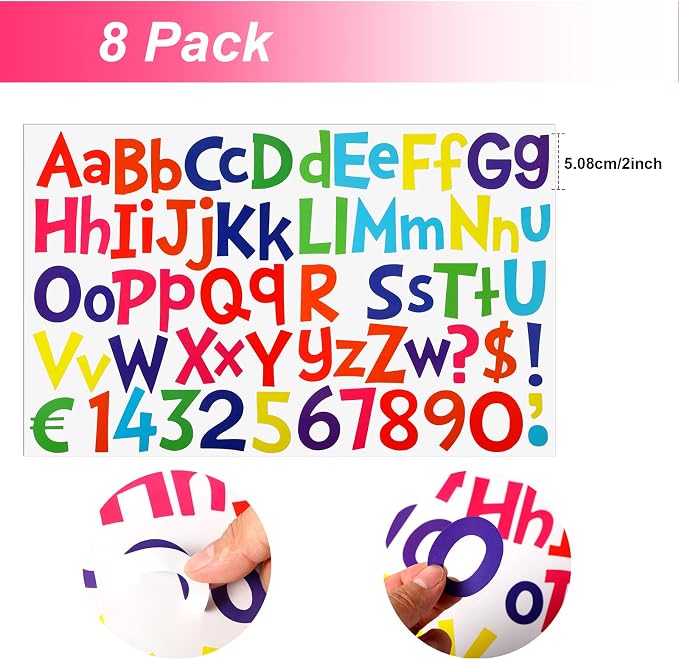 TaoBary 544 Pcs 2 Inch 16 Sheets Large Letter Stickers, Upper and Lower Case - Image 2