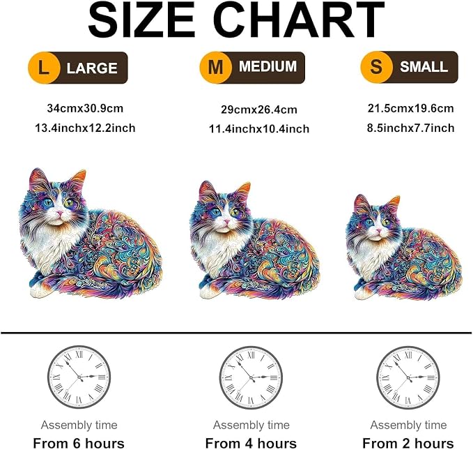 Lazy Cute Cat Adults Gifts Wooden 240 Pieces 13.4 * 12.2in - Image 4