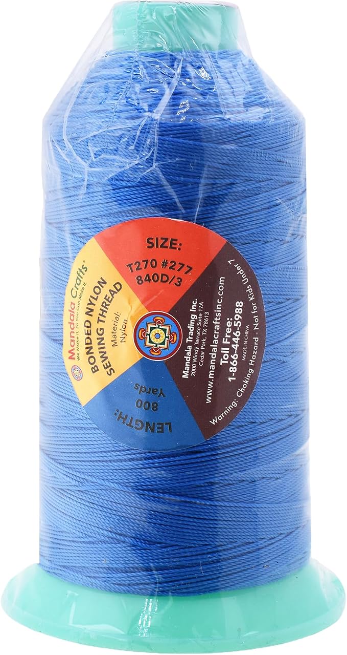 Mandala Crafts Bonded Nylon Thread Sky Blue Heavy Duty Sewing Threads - Image 3