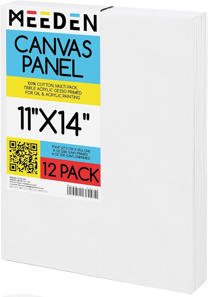 MEEDEN 12-Pack 100% Cotton Canvas Boards by MEEDEN