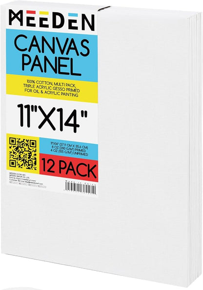 MEEDEN 12-Pack 100% Cotton Canvas Boards by MEEDEN