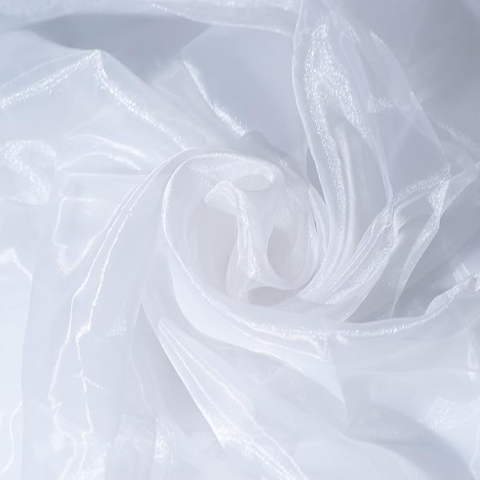 Fynite White Organza Fabric by The Yard | 5 Yard Long | 44" Wide | Bridal Soft by FYNITE