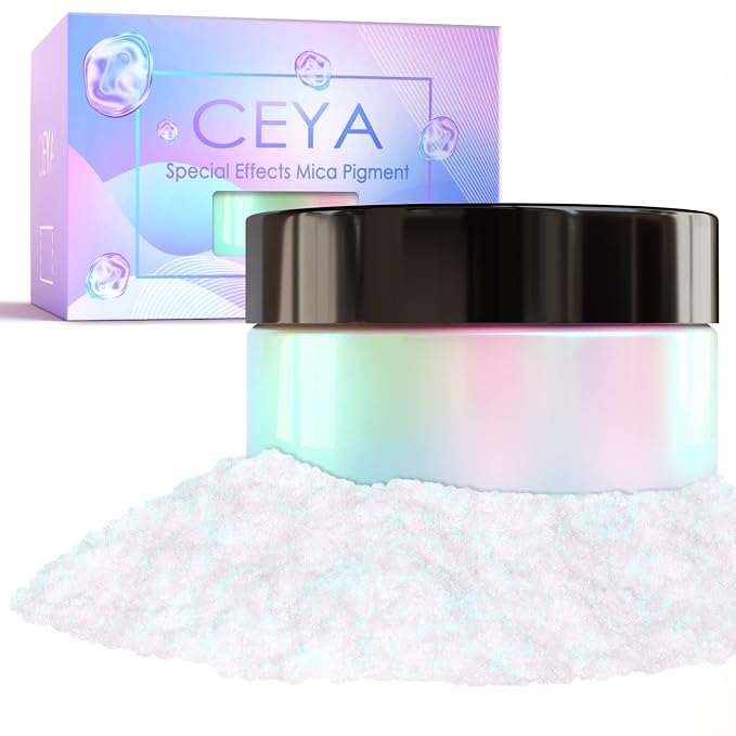 Ceya Interference Mica Powder, 1.8oz/ 50g Ghost Aqua Chrome Nail Powder by CEYA