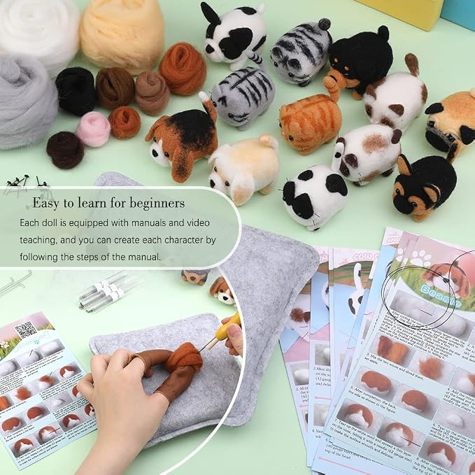 Mayboos Needle Felting Kit, 12 Pieces Doll Making Wool Needle Felting Starter - Image 3