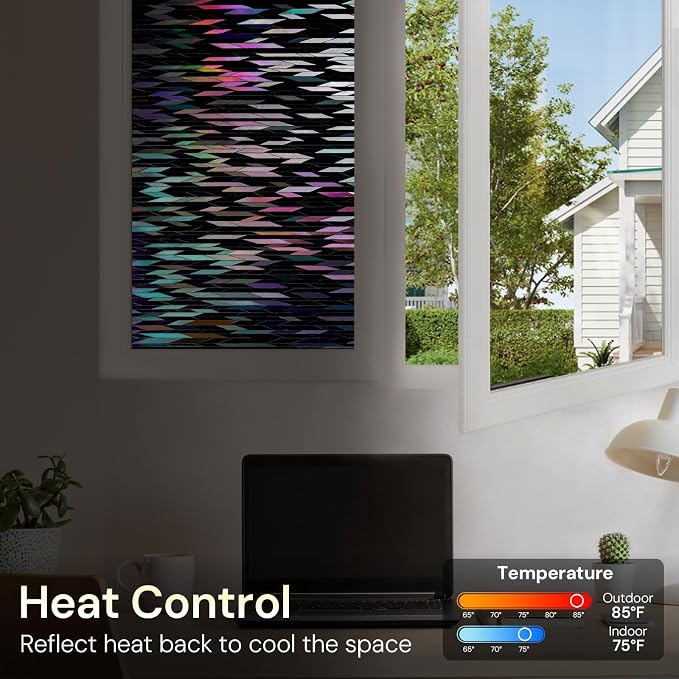 rabbitgoo Window Privacy Film, Total Blackout Window Film, Stained Glass Heat - Image 6
