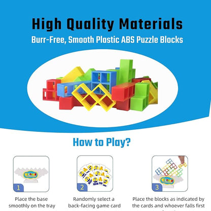 64 Pcs Tetra Tower Stack Game, Team Tower Tumble Giant Stacking Game, Balance - Image 5