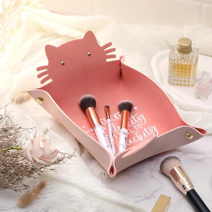 Cat Dice Tray Pinkk for Rolling Funny Folding Leather Dice Tray Portable - Image 5