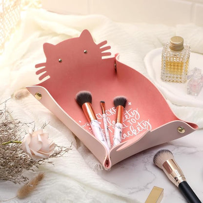 Cat Dice Tray Pinkk for Rolling Funny Folding Leather Dice Tray Portable - Image 5