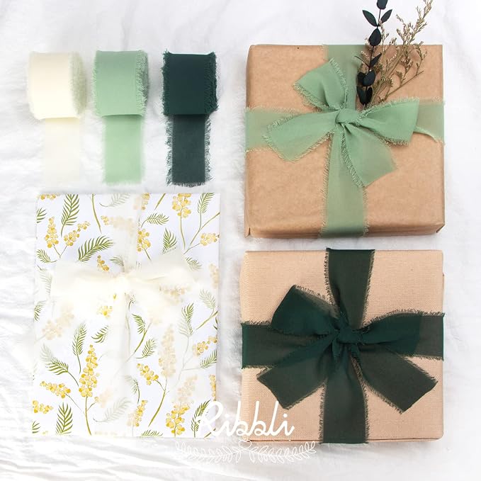 Ribbli Sage Green Chiffon Ribbon - Image 5