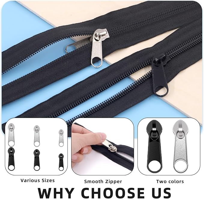 Glarks 85pcs #3#5#8 Zipper Repair Kits Includes 39pcs Metal Zipper 30pcs U - Image 3