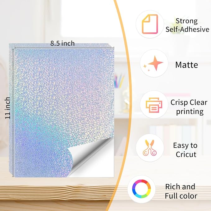 Printable Sticker Paper, Holographic Printable Stickers Paper, Laser/Inkjet - Image 2