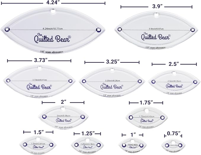 The Quilted Bear Leaf Quilting Templates – 8 Clear Non-Slip Acrylic Quilt - Image 2