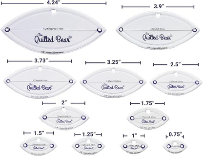 The Quilted Bear Leaf Quilting Templates – 8 Clear Non-Slip Acrylic Quilt - Image 2