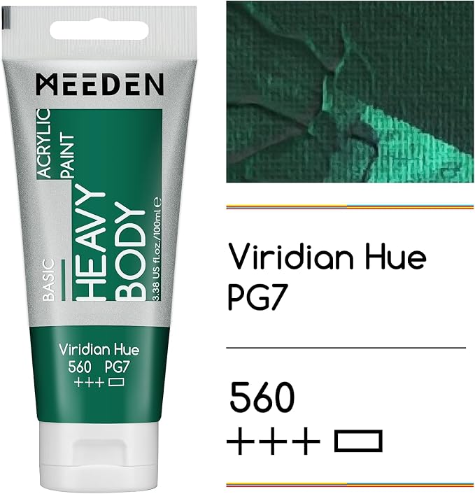 MEEDEN Acrylic Paint Viridian Hue: Bundled - 100ml/3.38oz x 2 Bulk Heavy Body - Image 2