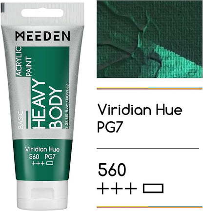 MEEDEN Acrylic Paint Viridian Hue: Bundled - 100ml/3.38oz x 2 Bulk Heavy Body - Image 2