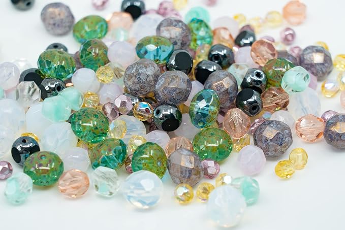 0.9 oz Gentle Mix of Faceted Fire Polished Czech Glass Beads 4-10mm, Light Pink - Image 3