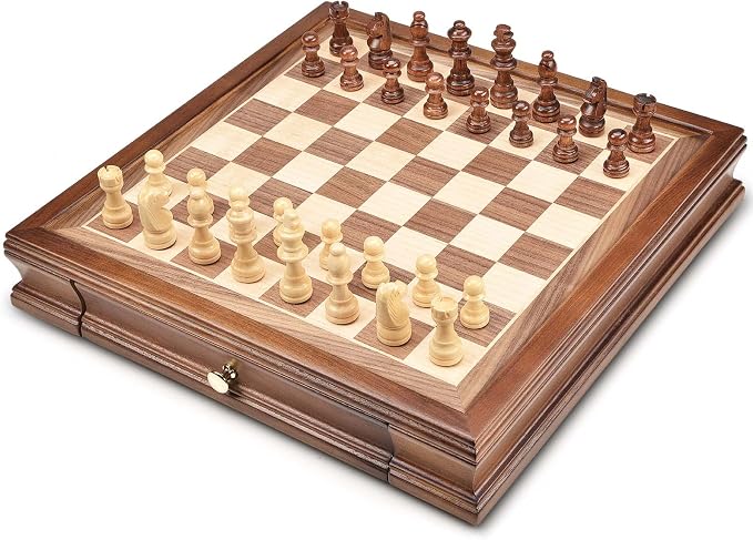 AMEROUS 12.8" x 12.8" Magnetic Wooden Chess Set - Image 2