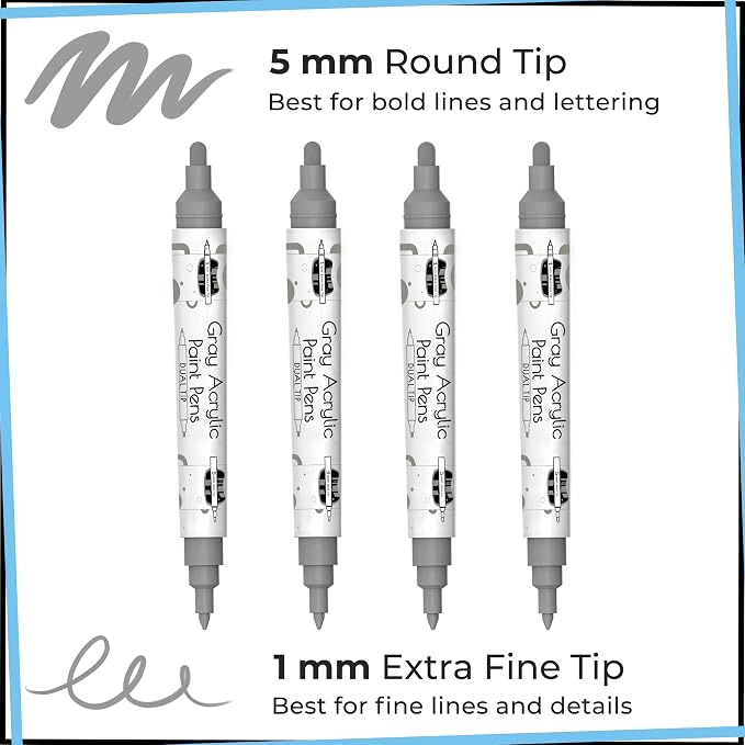 4 Dual Tip Gray Paint Pen Metallic - Image 2