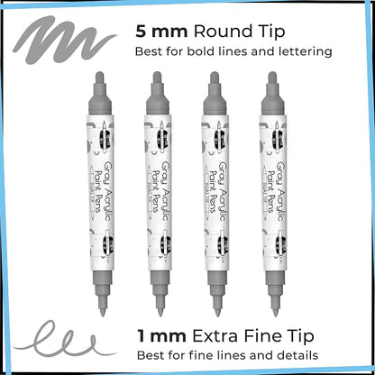 4 Dual Tip Gray Paint Pen Metallic - Image 2