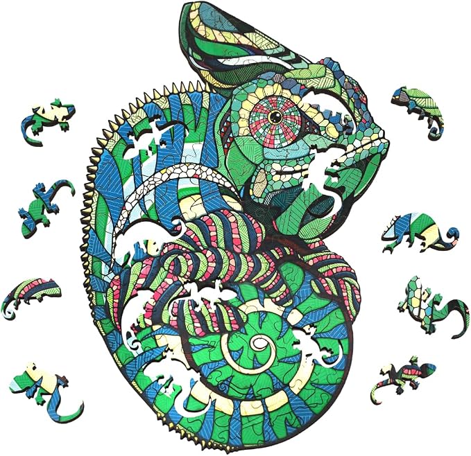Chameleon S Wooden Puzzle by EWAEcoWoodArt