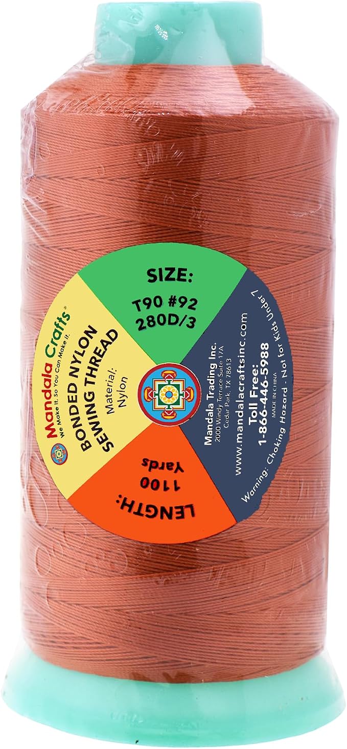 Mandala Crafts Bonded Nylon Thread Burnt Orange Heavy Duty Sewing Threads - Image 3