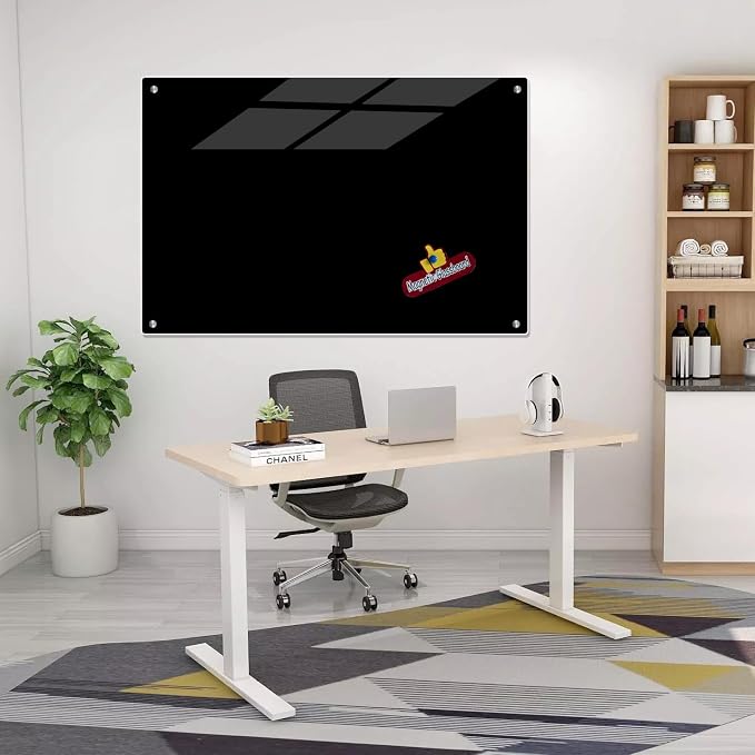 Magnetic Glass Black Board 48"x36" Glass Dry Erase Blackboard Tempered Glass - Image 5