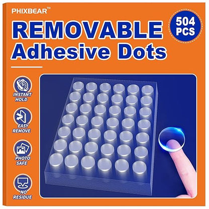 504 Pcs Clear Removable Adhesive Dots, Glue Point Dots by PHIXBEAR
