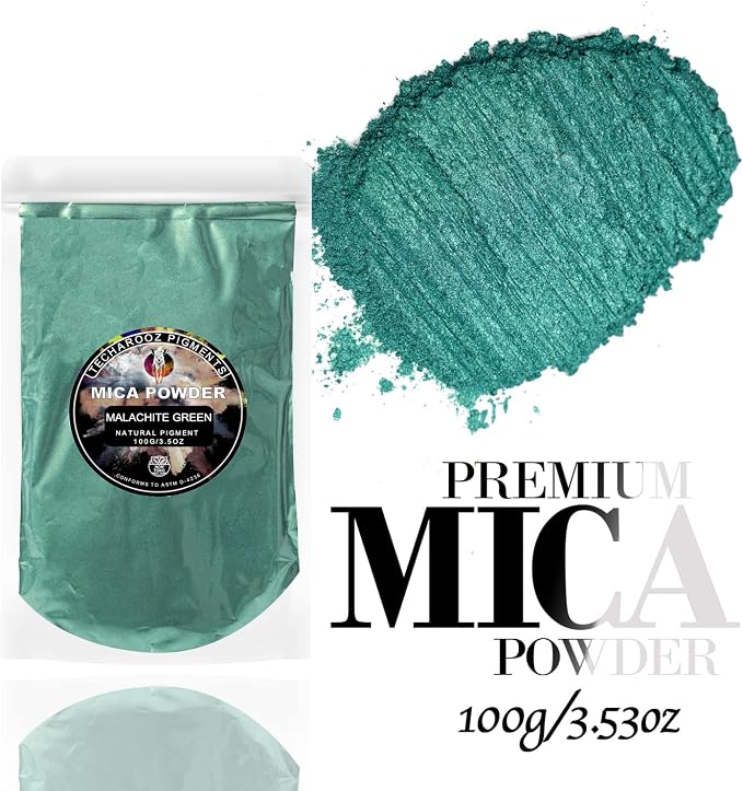 Malachite Green Mica Powder for Epoxy Resin 100g / 3.5oz. Sealed Bag- Techarooz - Image 2