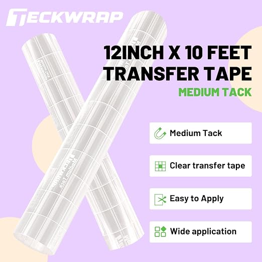 TECKWRAP Clear Transfer Tape for Vinyl -12INCH x 10 FT, Printable HTV, DIY - Image 2