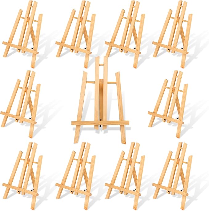 10 Pack 11.8" Wooden Easel, Easel Stand by idoobi