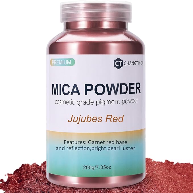 Mica Powder, 7.05OZ（200g）, Jujubes Red Mica Powder Pigment by CHANGTIKEJIWelcomeYouOrder