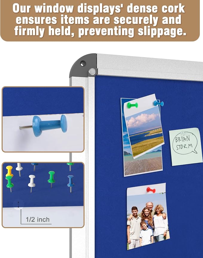 36"x24" Enclosed Bulletin Board, Lockable Weather-Resistant Aluminum Cork - Image 6