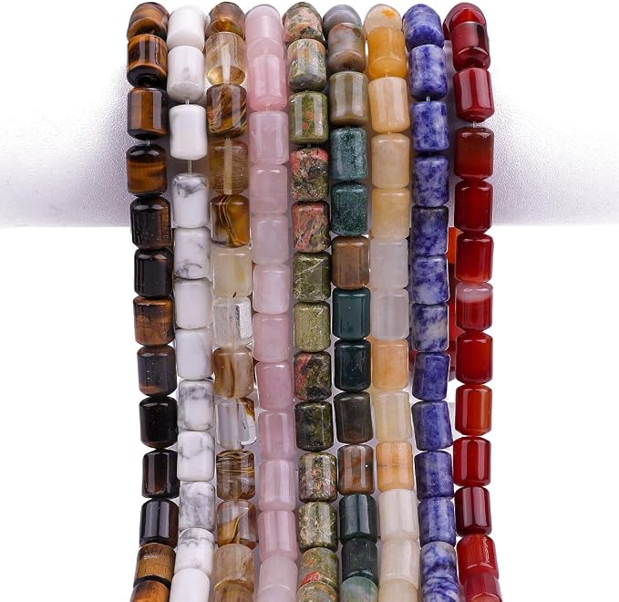 Natural Yellow Jade Cylinder Stone Loose Semi Gemstone Beads - Image 6