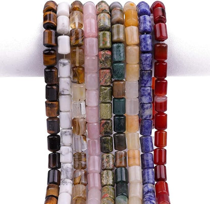 Natural Yellow Jade Cylinder Stone Loose Semi Gemstone Beads - Image 6
