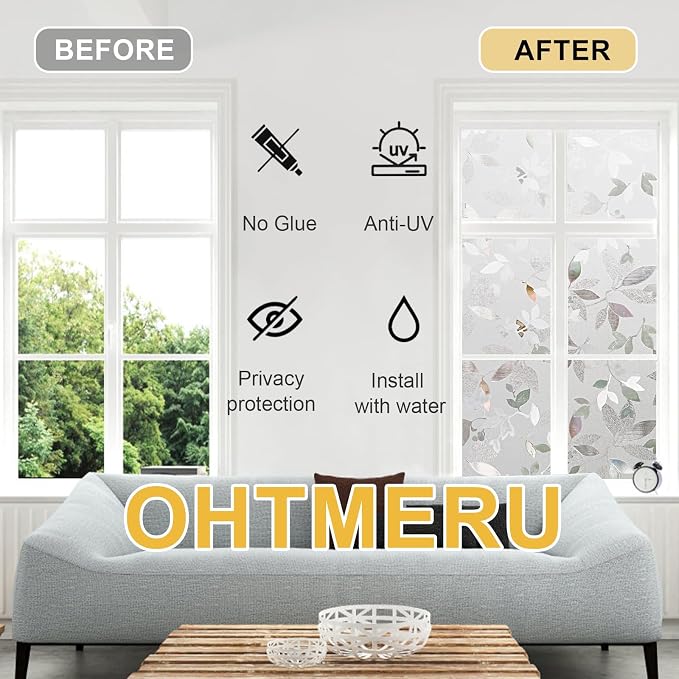 Window Privacy Film Decorative for Front Door, Bathroom Static Cling Stained - Image 3
