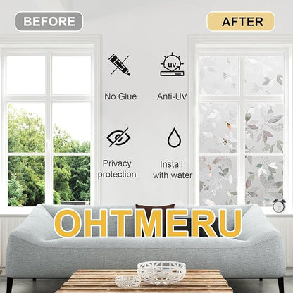 Window Privacy Film Decorative for Front Door, Bathroom Static Cling Stained - Image 3