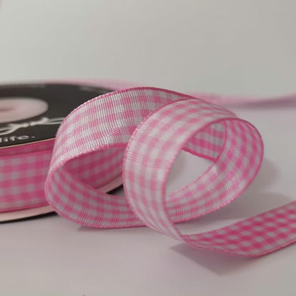 Pink Gingham Plaid Checked Ribbon 25 Yards Each Roll 100% Polyester - Image 6