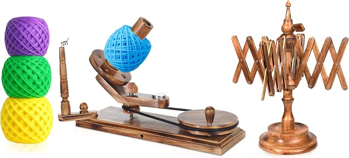 Handmade Wooden Yarn Ball Winder & Table Top Swift by Home