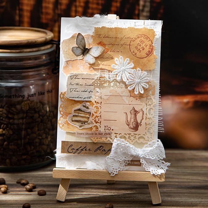 Coffee-Themed Lace Paper Set, DIY Crafts, Card Making, and Planners - Image 5